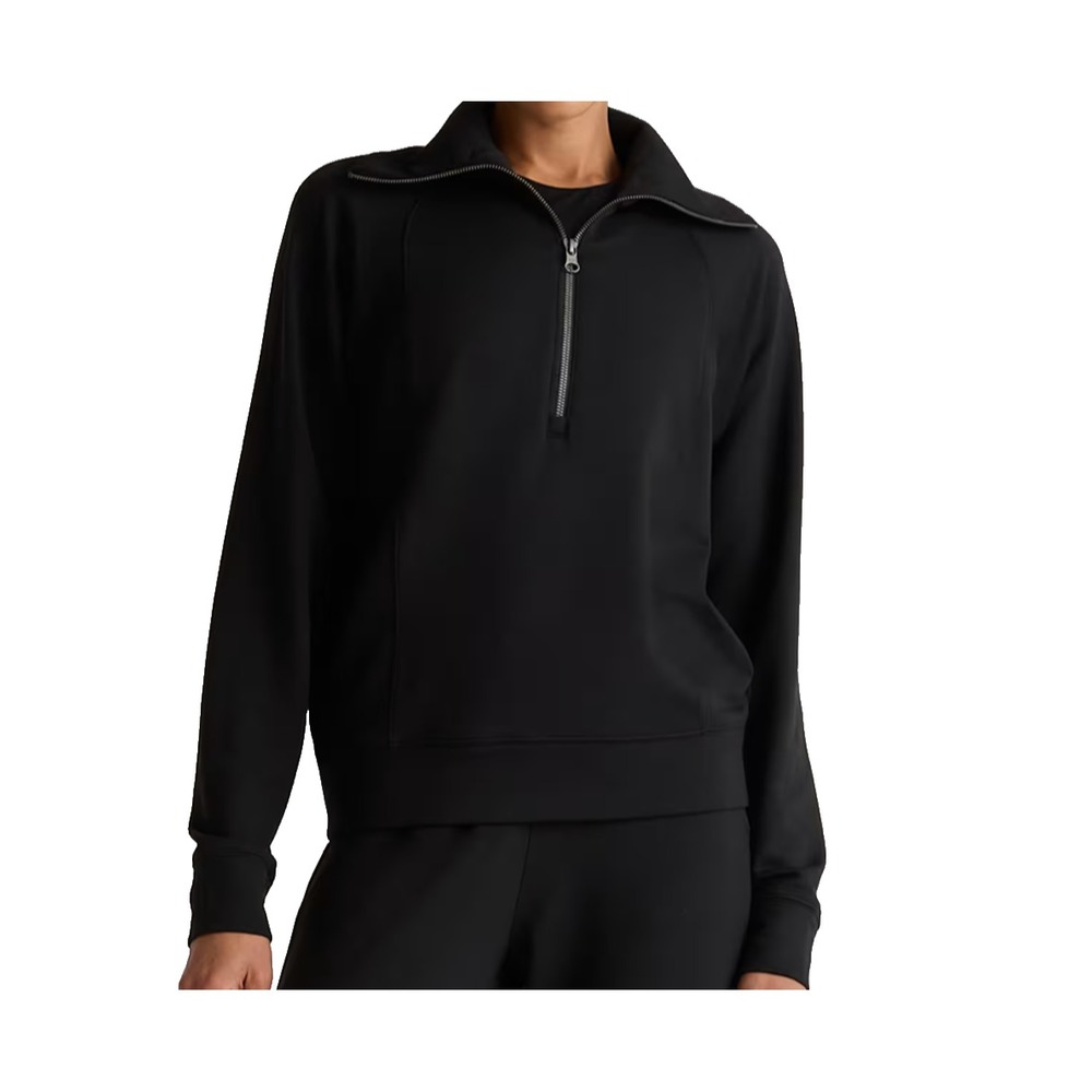 Quince SuperSoft Fleece 1/2 Zip Womens XL Black Pullover Sweatshirt Yoga Lounge